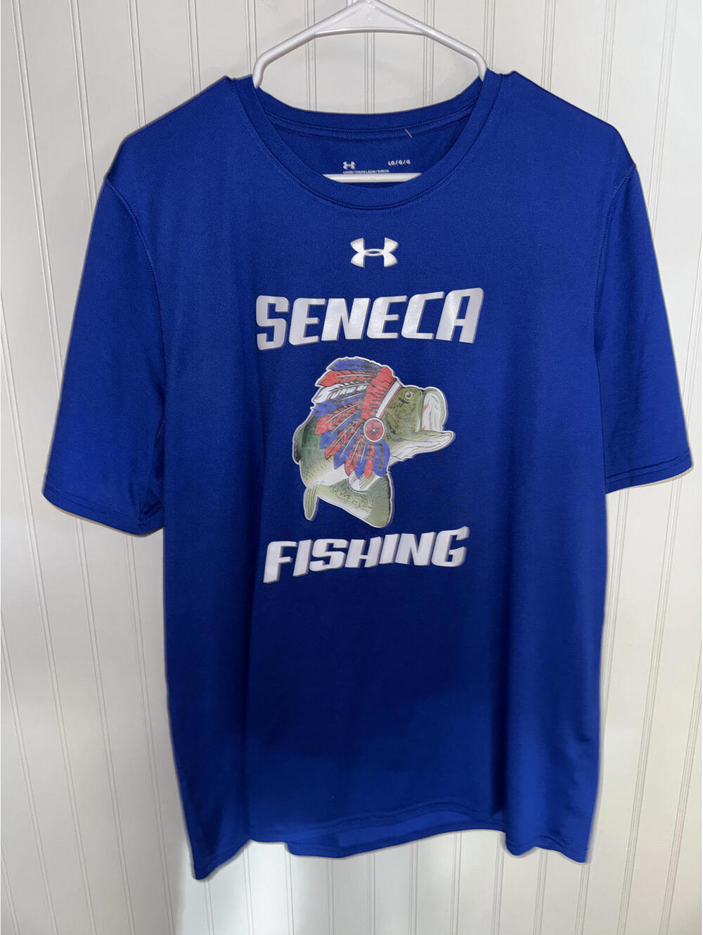 Under Armour Seneca Fishing Blue HeatGear Loose Fit L TShirt